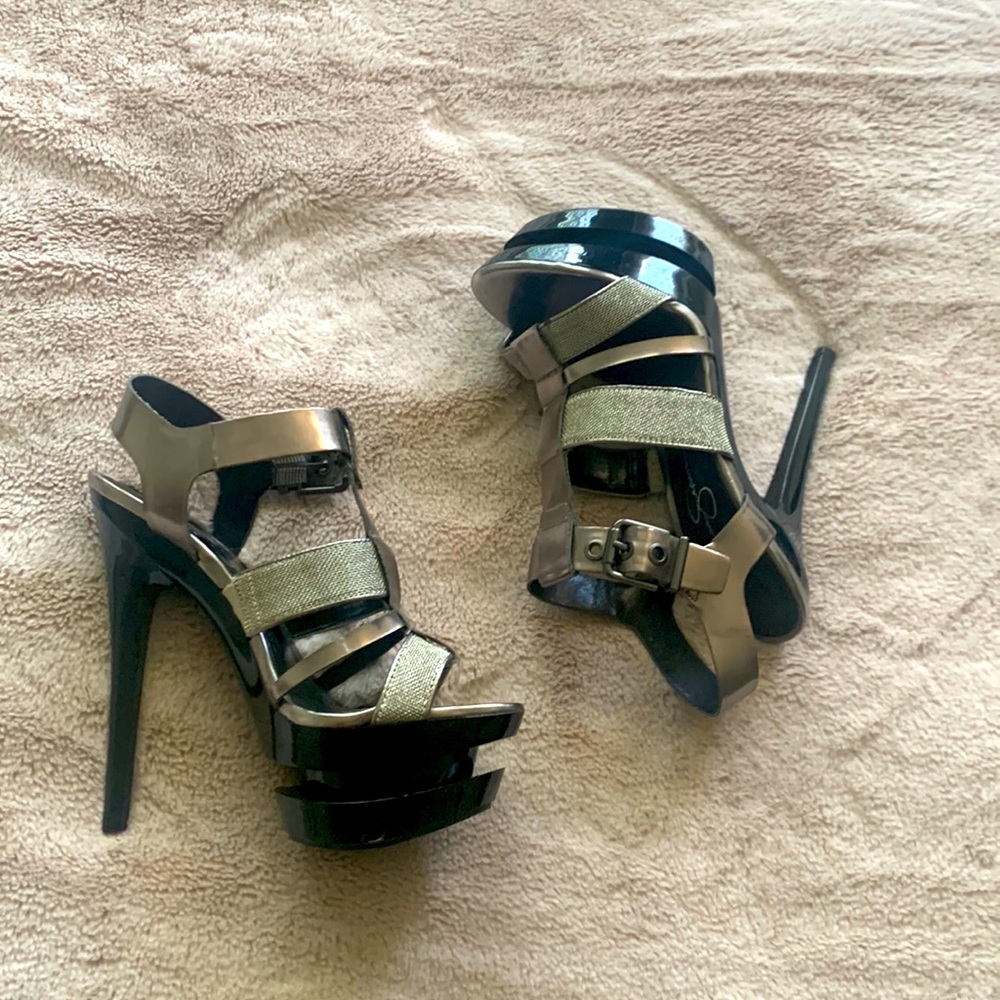 Black and silver Jessica Simpson heels